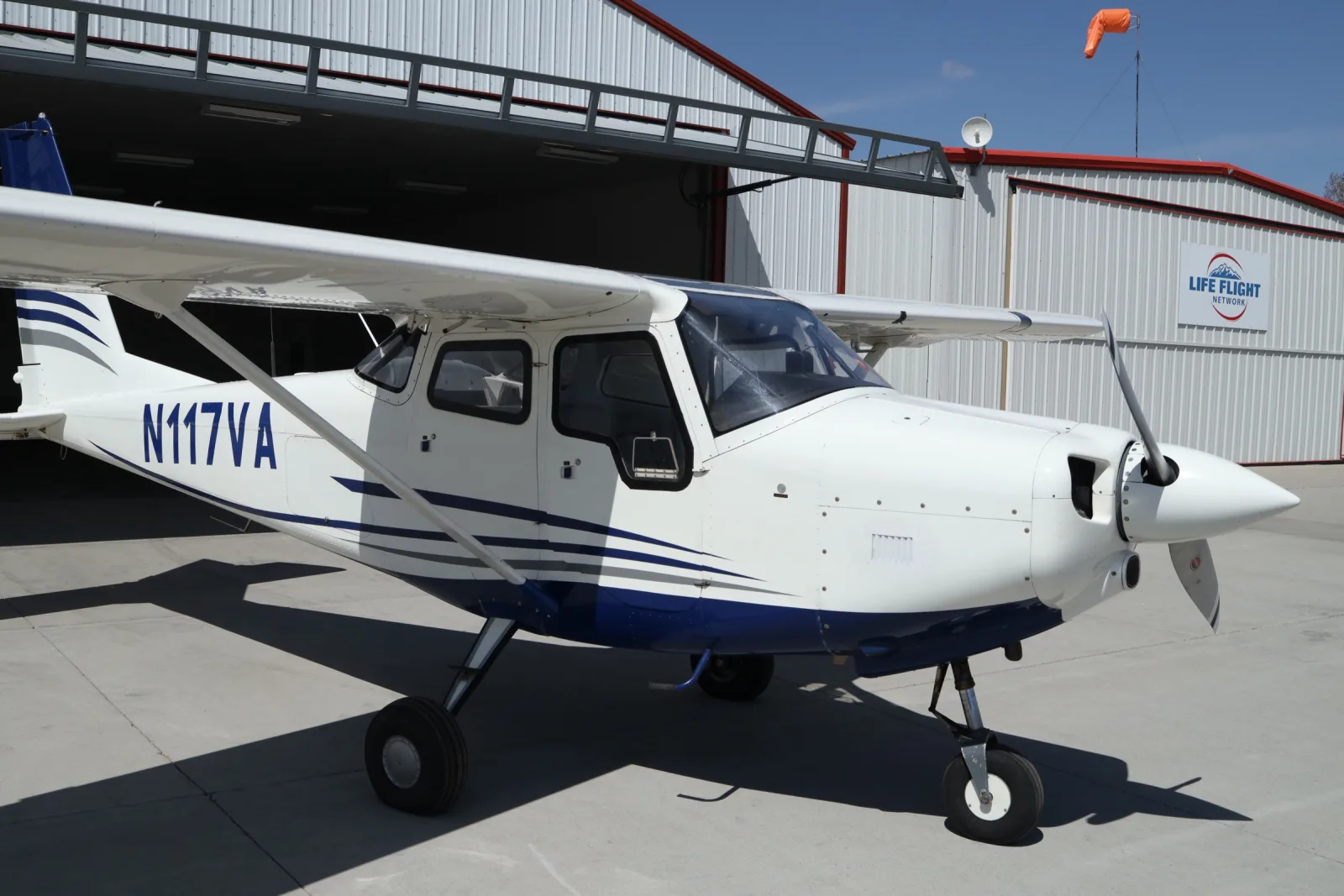 Cessna 172 side profile at the hangar