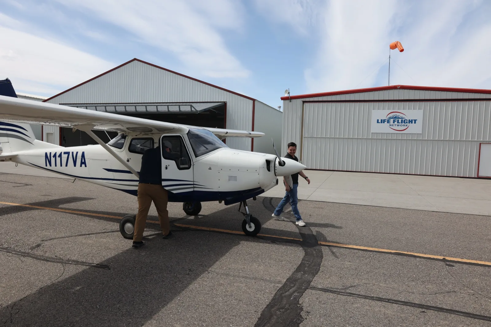 Bravo 6 aircraft and hangars on the flight line