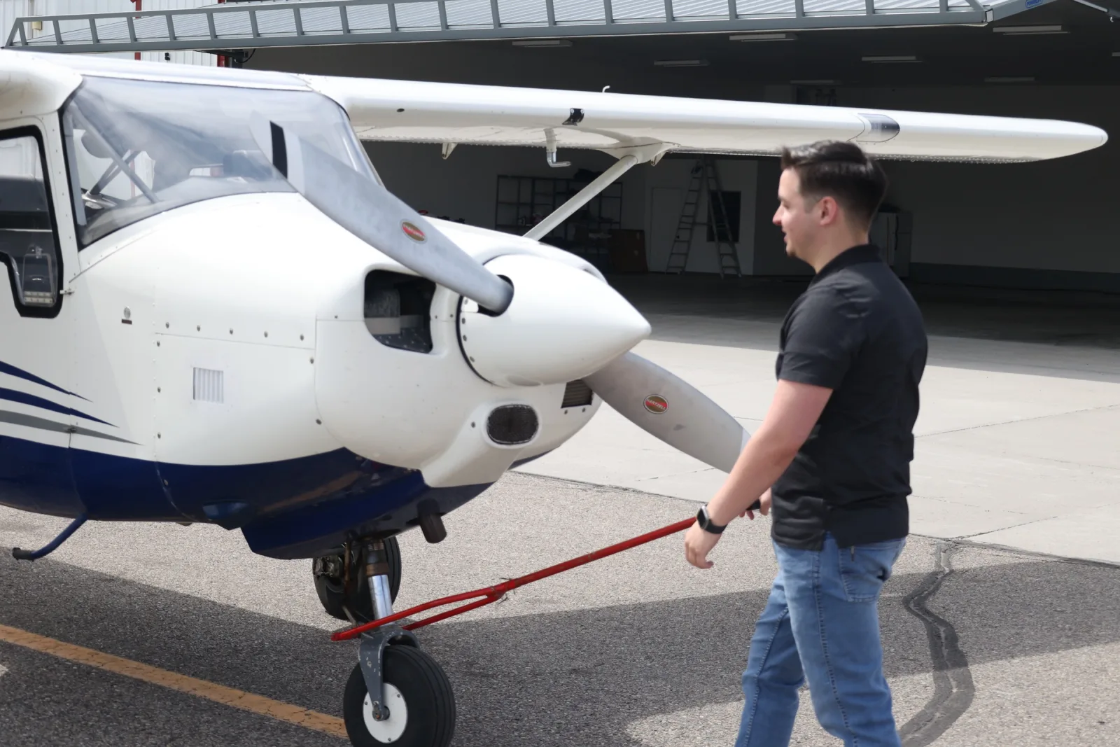 Towing the aircraft on the ramp