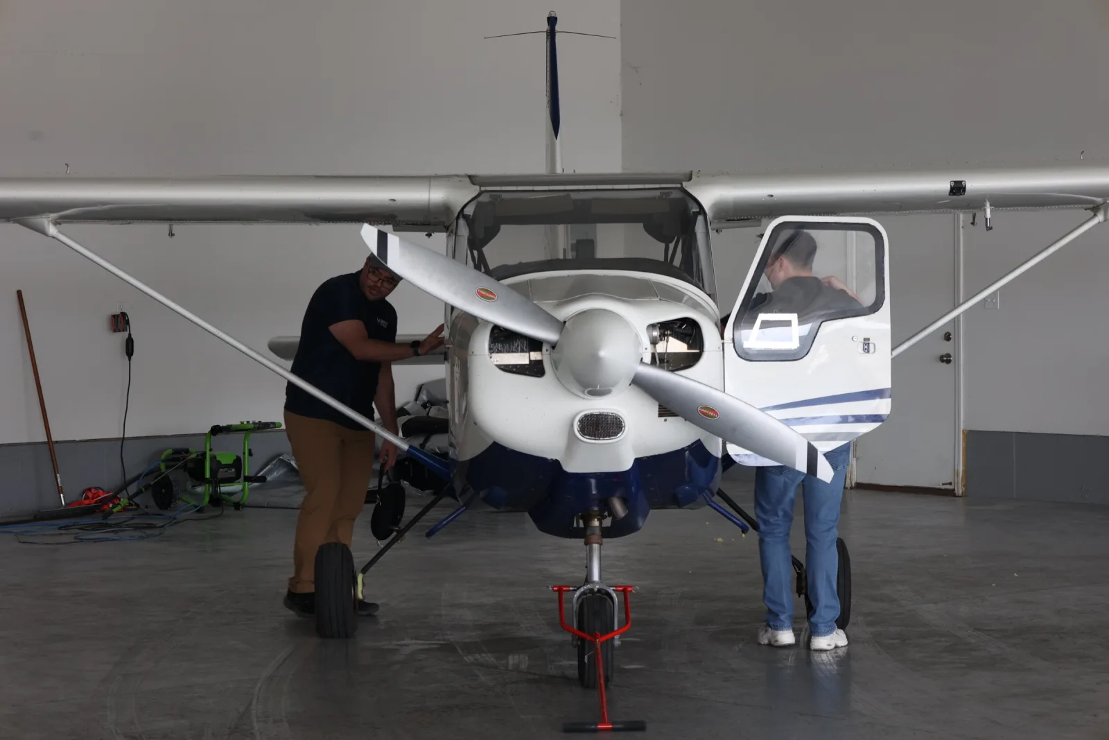 Aircraft inside the hangar